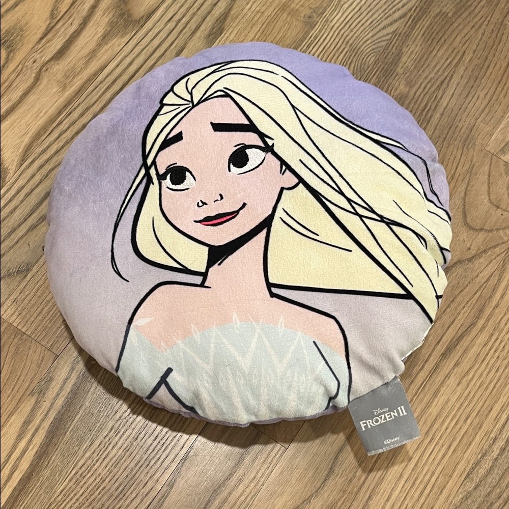 Disney Elsa Round Plush Pillow in Lavender and Cream